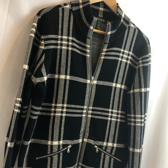 Ralph Lauren Sweaters - Ralph Lauren cotton jacket zip front plaid L H